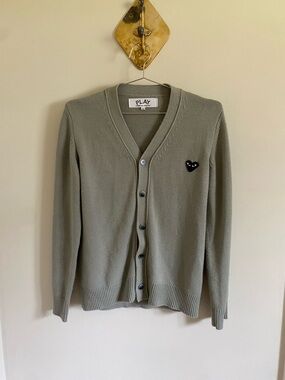 Comme des Garçons PLAY Men's Grey Wool Cardigan